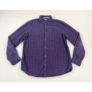 Penguin Corduroy Plaid Button Down Dress Shirt Red Blue Retro Mod Men's L